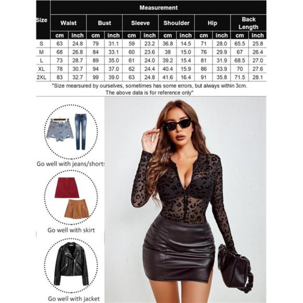 Womens Mesh Bodysuit Long Sleeve - Picture 6 of 6
